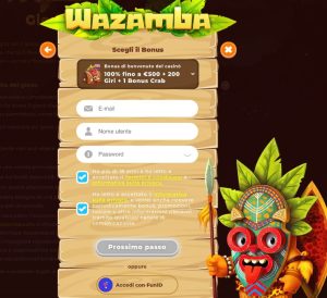 Registrati al Casinò Wazamba